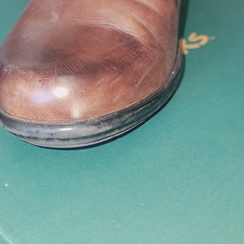 Clarks Bendables Brown Leather Ankle Booties Sz 7 Comfort Shoes - Picture 14 of 16